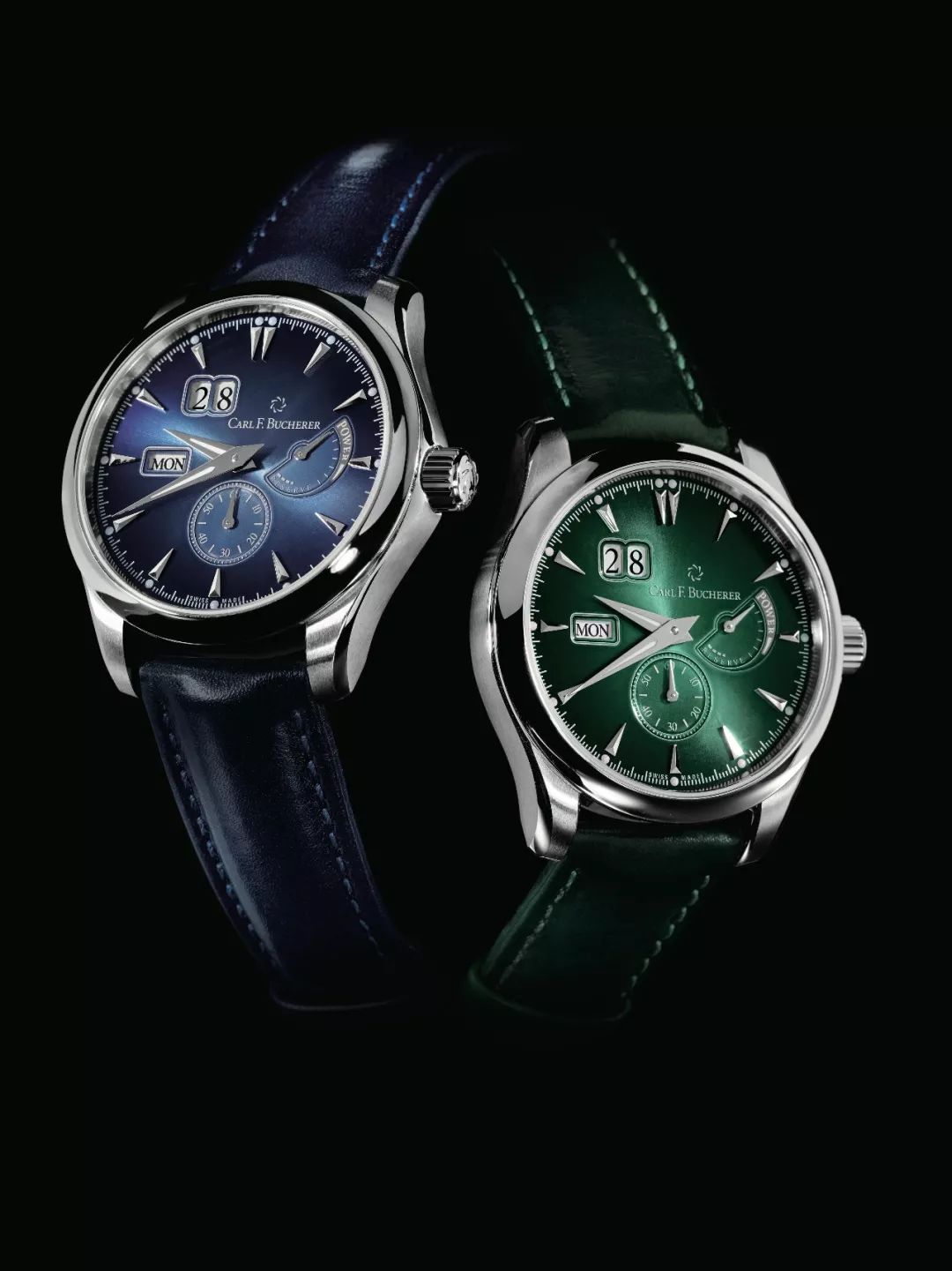 Blue or green colored fake watches are all attractive.