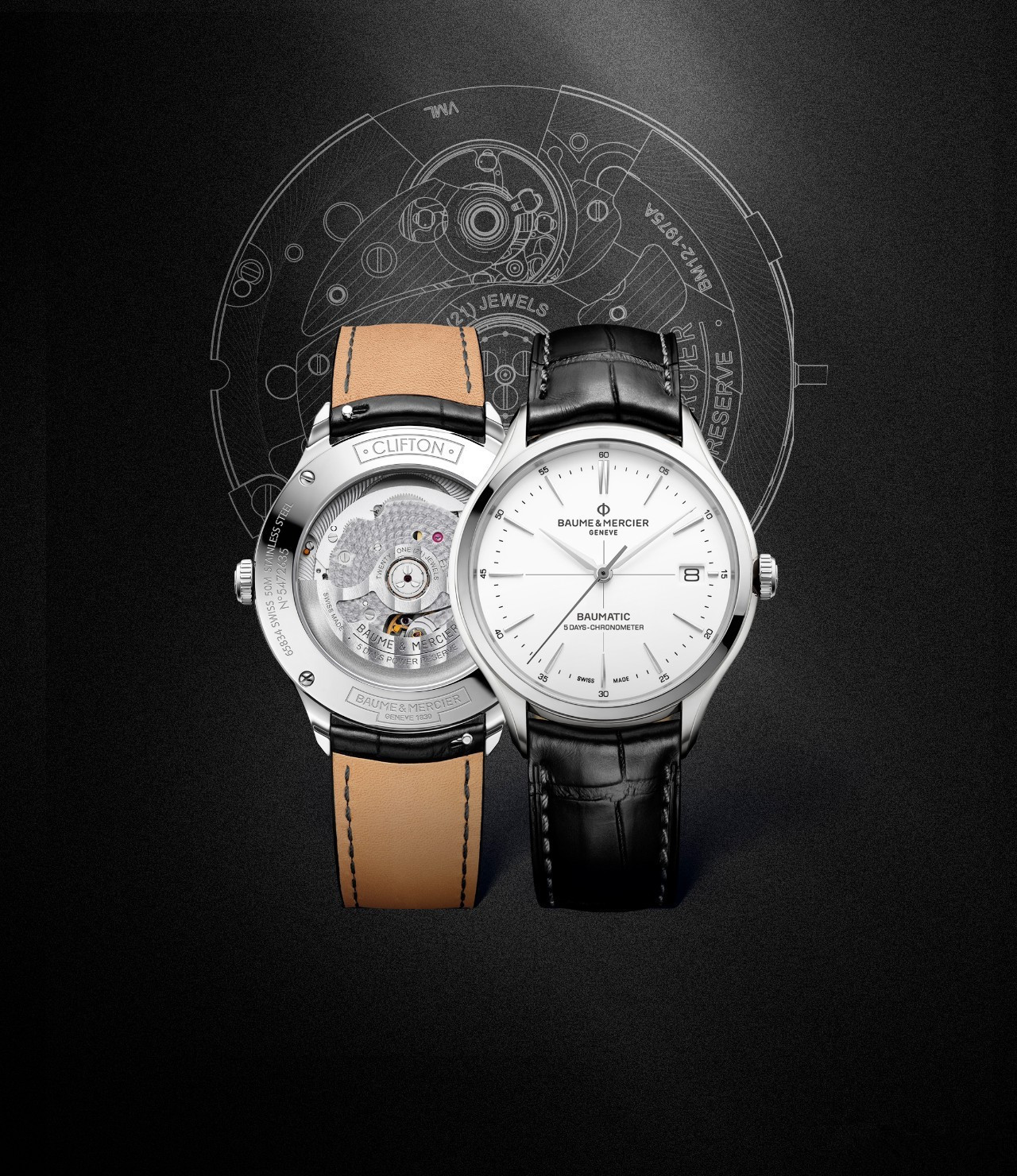 Baume & Mercier Clifton fake watches with white dials are in exquisite design.