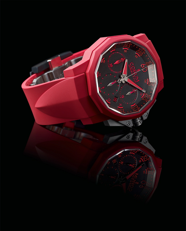 red rubber strap copy Corum Admiral 's Cup Challenger 44 Chrono Rubber